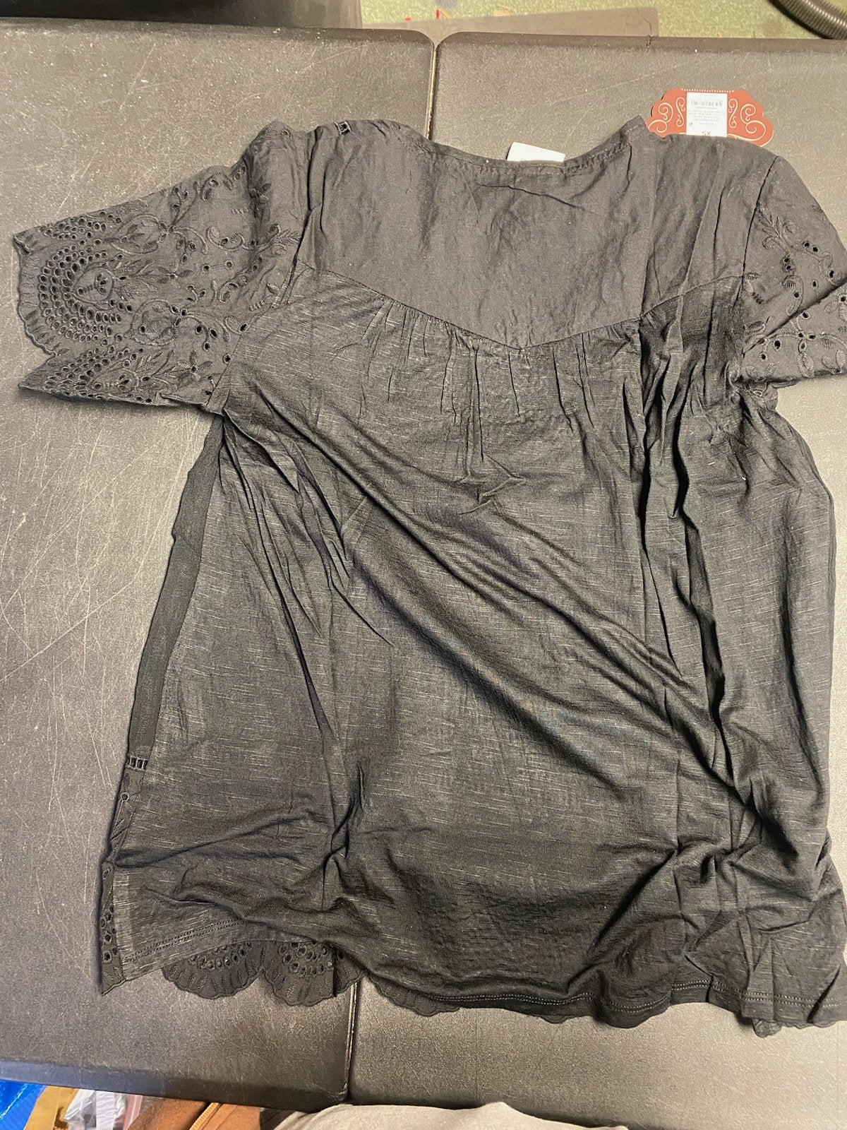Knox Rose Ladies Shortsleeve Black Blouse Top, Size XS