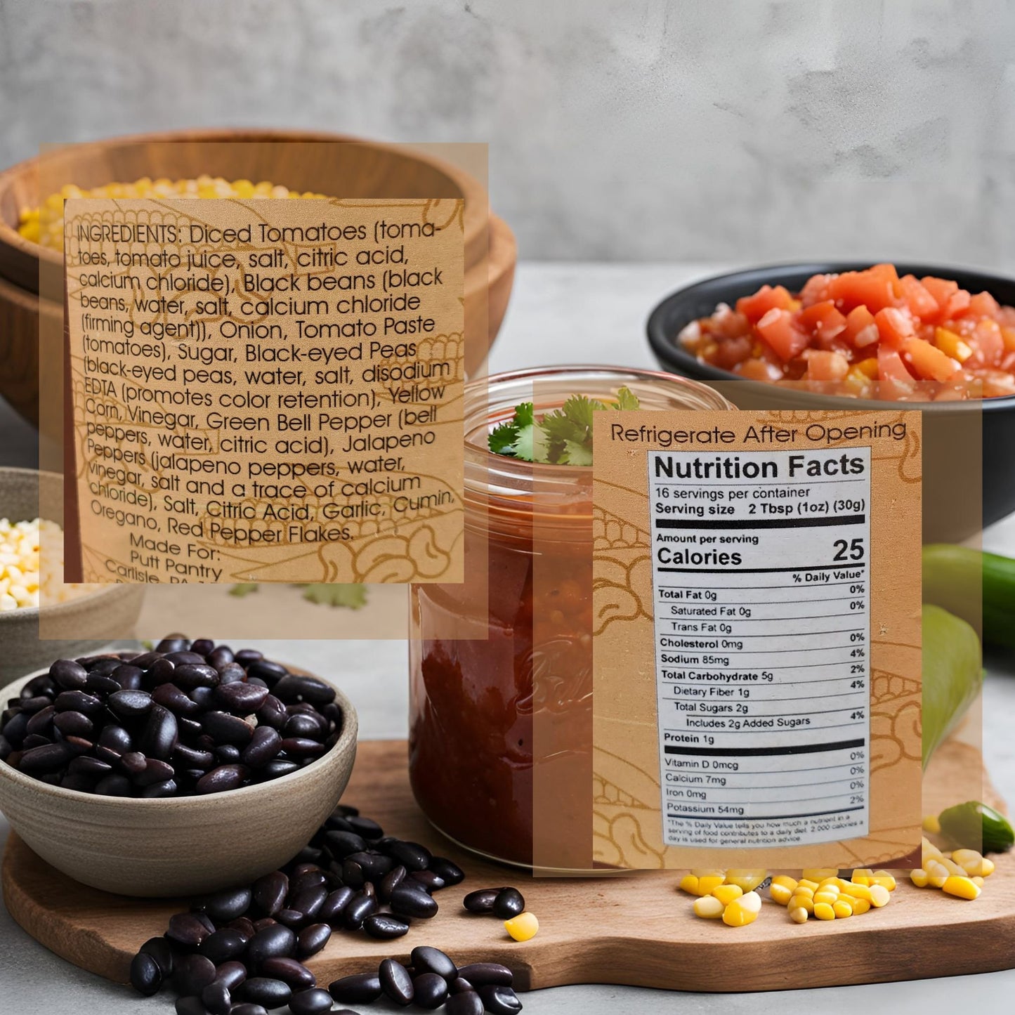 Putt Pantry Black Bean & Corn Salsa, 16 oz Jar, Flavorful and Hearty Salsa