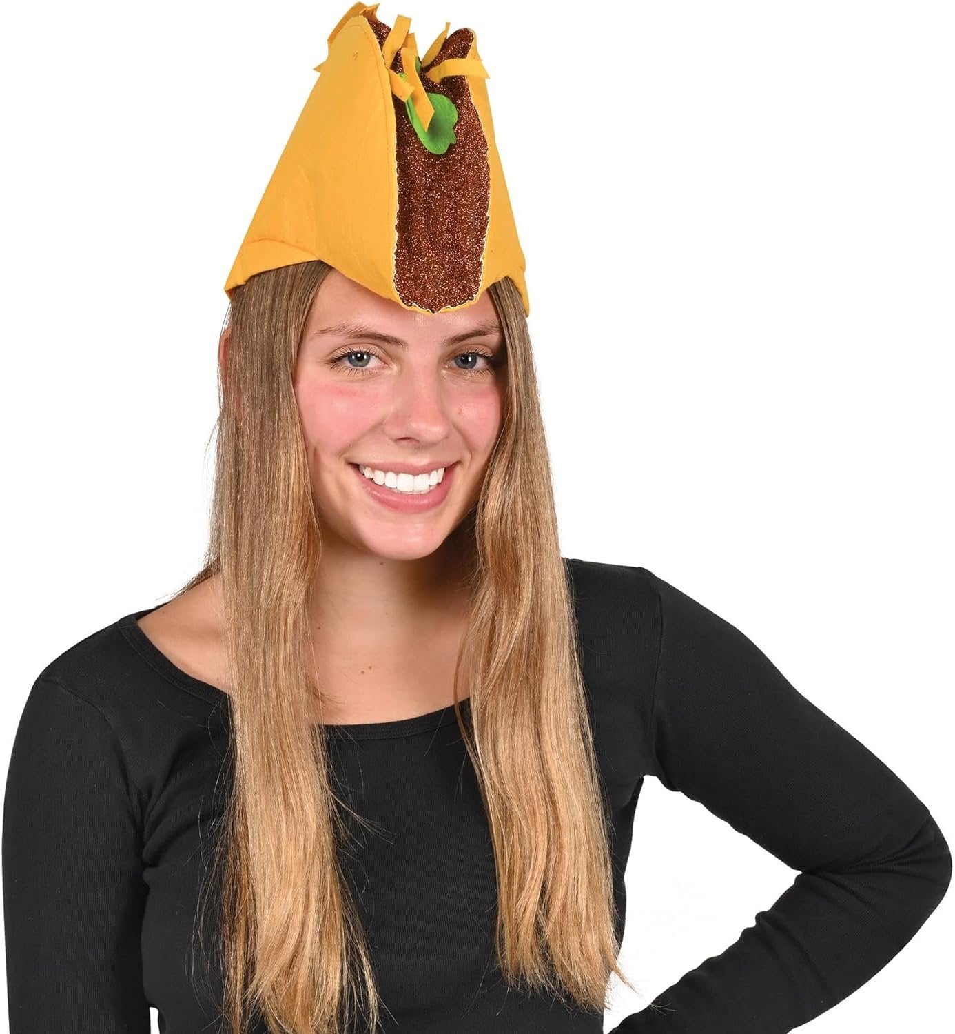 Beistle Taco Hat for Mexican Theme Cinco De Mayo Fiesta Party Supplies Funny Halloween Costume, Wacky Hair Day Accessories, One Size, Tan/Brown/Green/Red/Yellow