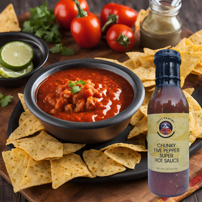 Putt Pantry Chunky Five Pepper Super Hot Sauce, 12 fl oz, Ultimate Heat Experience, Made in USA