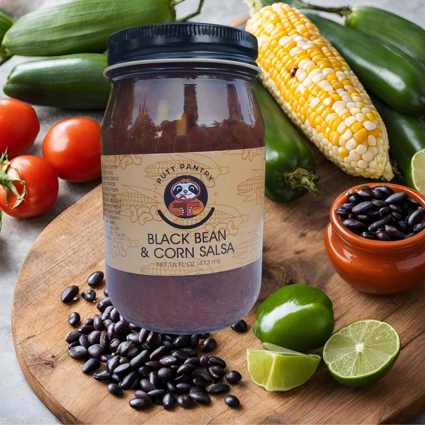 Putt Pantry Black Bean & Corn Salsa, 16 oz Jar, Flavorful and Hearty Salsa