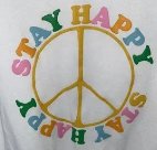 33 Revolutions Ladies White 'Stay Happy' Peace Sign Graphic Sweatshirt, Size XL