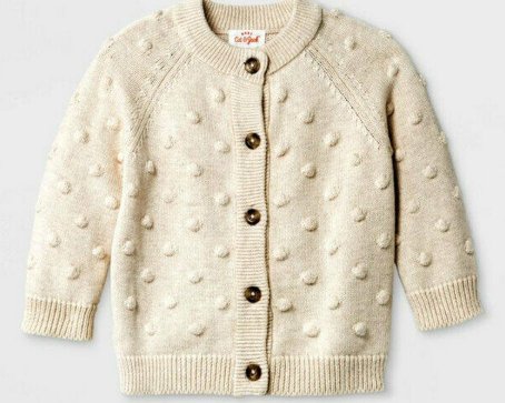 Cat & Jack Girl's Oatmeal Button-down Longsleeve Sweater