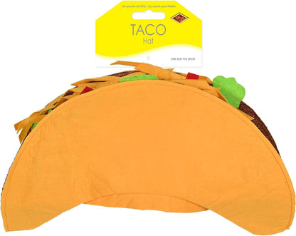 Beistle Taco Hat for Mexican Theme Cinco De Mayo Fiesta Party Supplies Funny Halloween Costume, Wacky Hair Day Accessories, One Size, Tan/Brown/Green/Red/Yellow