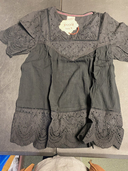 Knox Rose Ladies Shortsleeve Black Blouse Top, Size XS