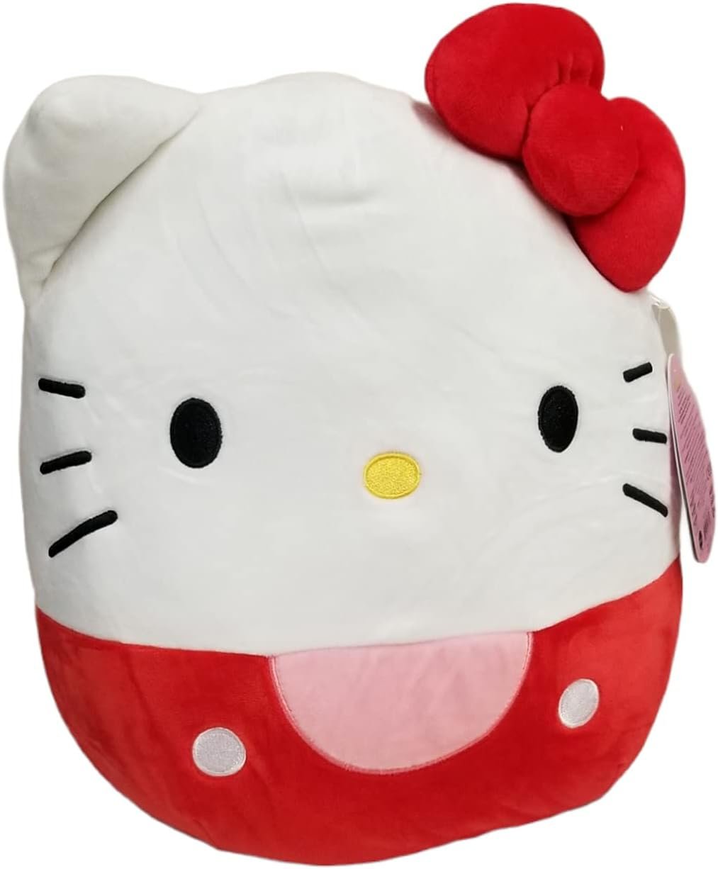 Squishmallows Official Kellytoy Sanrio Squad Squishy Stuffed Plush Toy Animal (Hello Kitty (Red), 8 Inch)