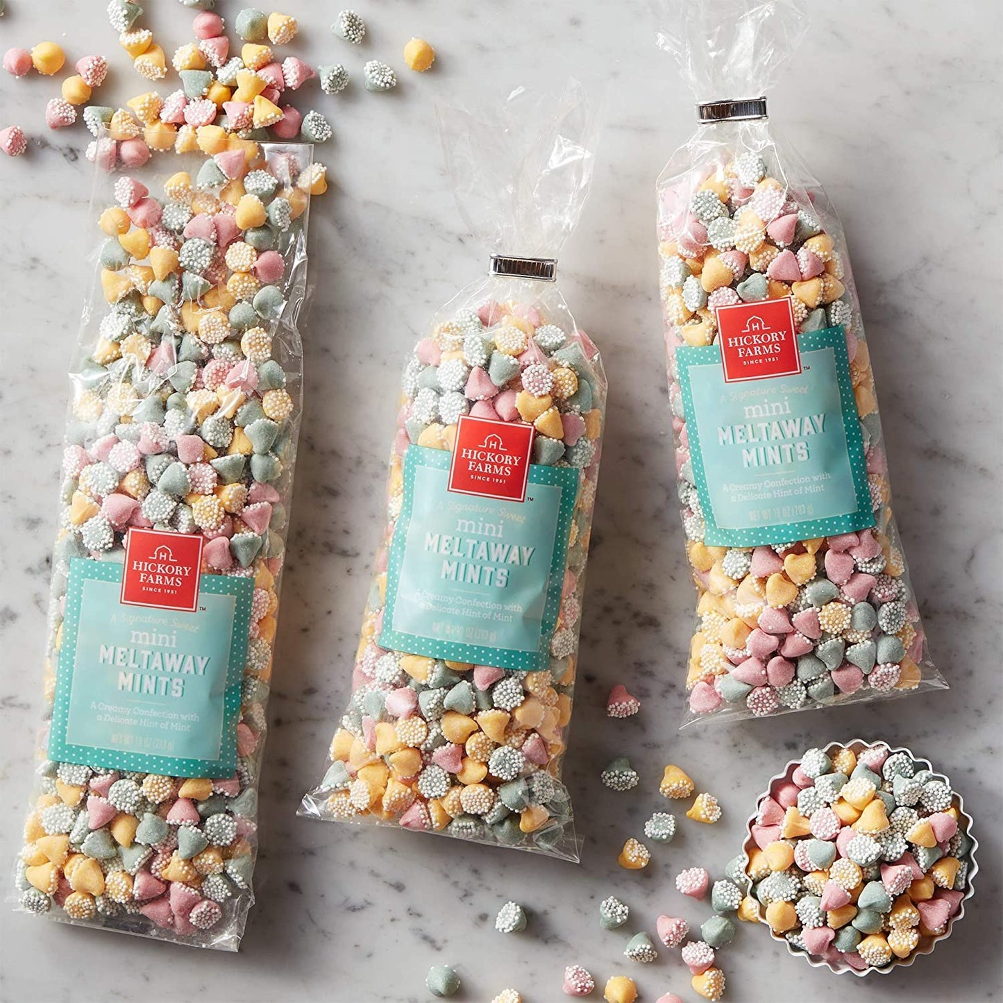 Hickory Farms Mini Meltaway Mints Pack of 3, 10 ounces each |Smooth and Creamy with Nonpareils, Great for Holiday Gifting