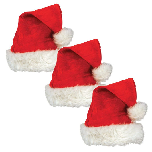 Beistle Velvet Santa Hat with Plush Trim Party Accessory, 3 pack