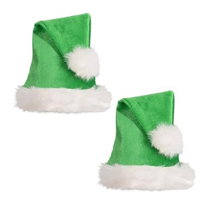 Beistle Green Santa Hat with White Trim – Christmas Themed Cap, Dress-Up Costume Accessory, Winter Party Supplies, Kris Kringle Holiday Headwear, Seasonal Festival