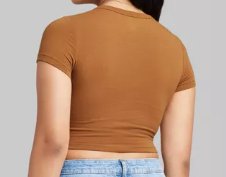 Wild Fable Ladies Cropped Areca Fruit Brown Crew Neck Shortsleeve Tee, Size S