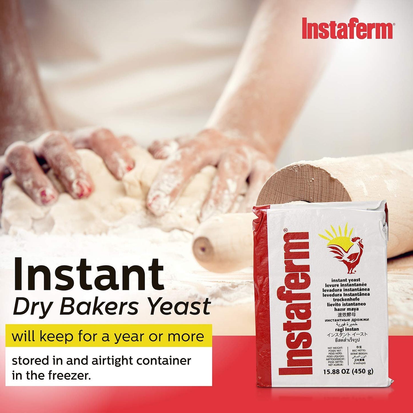 Lallemand Instaferm Instant Dry Yeast Leavening Agent, Red, 15.88 Oz (2 pack)