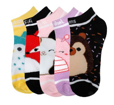 Squishmallows Fuzzy Characters 5-Pack Ankle Socks