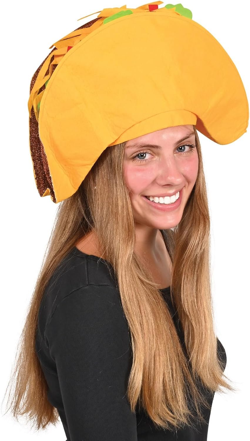 Beistle Taco Hat for Mexican Theme Cinco De Mayo Fiesta Party Supplies Funny Halloween Costume, Wacky Hair Day Accessories, One Size, Tan/Brown/Green/Red/Yellow