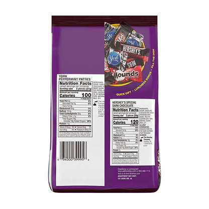 Hershey Dark Chocolate Lovers Dark Chocolate Assortment Snack Size Candy, Individually Wrapped, 32.89 oz Bulk Party Bag