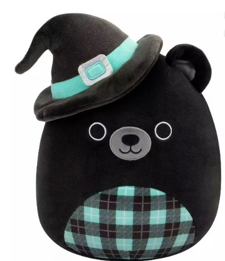 Squishmallows 10" Zerbe the Black Bear with Plaid Halloween Plush Stuffed Animal Toy