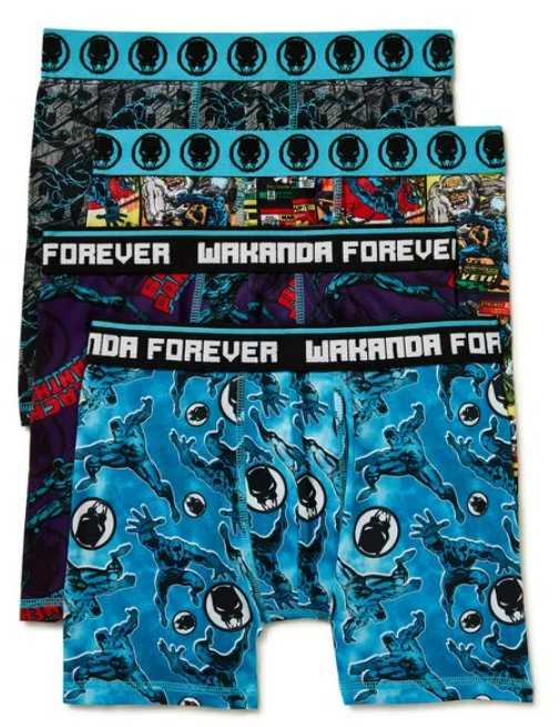 Black Panther Boys Boxer Briefs Underwear, 4-Pack, Size 6
