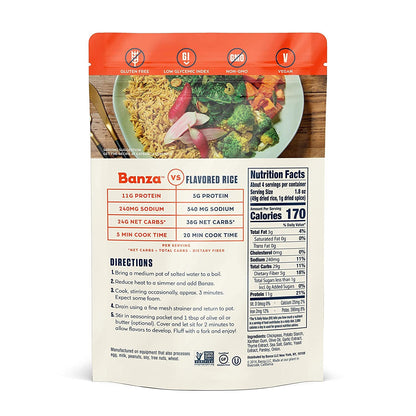 Banza Chickpea Rice | High Protein | Low Carb Healthy Rice | Gluten-Free | Vegan | 8oz Bag (Pack of 6) | Garlic Olive Oil