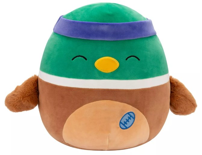 Squishmallows 12" Avery Mallard Duck with Sweatband and Rugby Ball Medium Plush