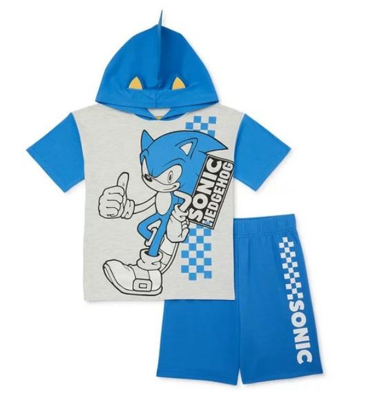 Sonic Blue white heathered short set size 8