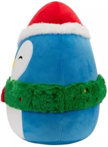 Squishmallows Christmas Holiday12 Puff Blue Penguin with Wreath and Hat Medium Plush