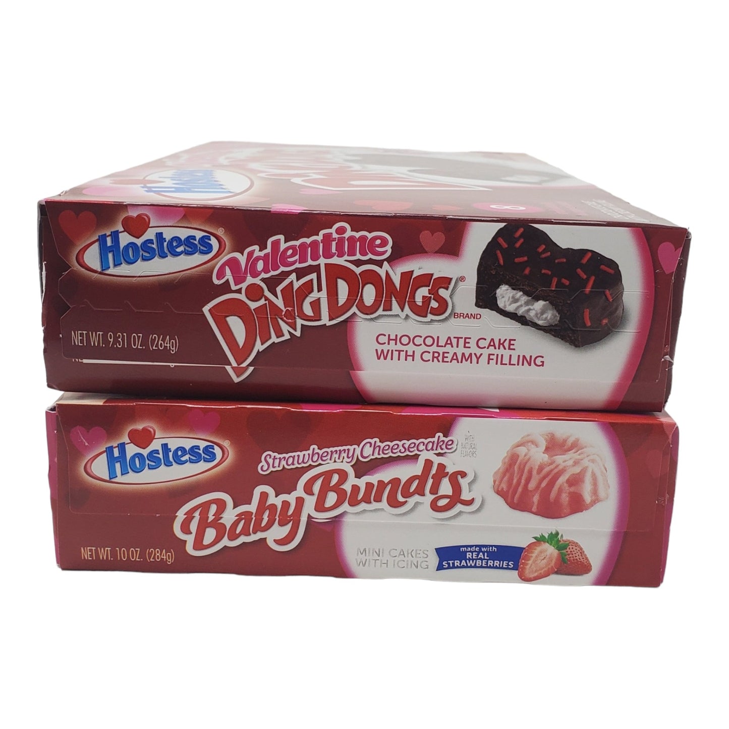 Hostess Valentines Day Cupid Bundle, Valentine Ding Dongs and Strawberry Cheesecake Baby Bundts, 1 box of each