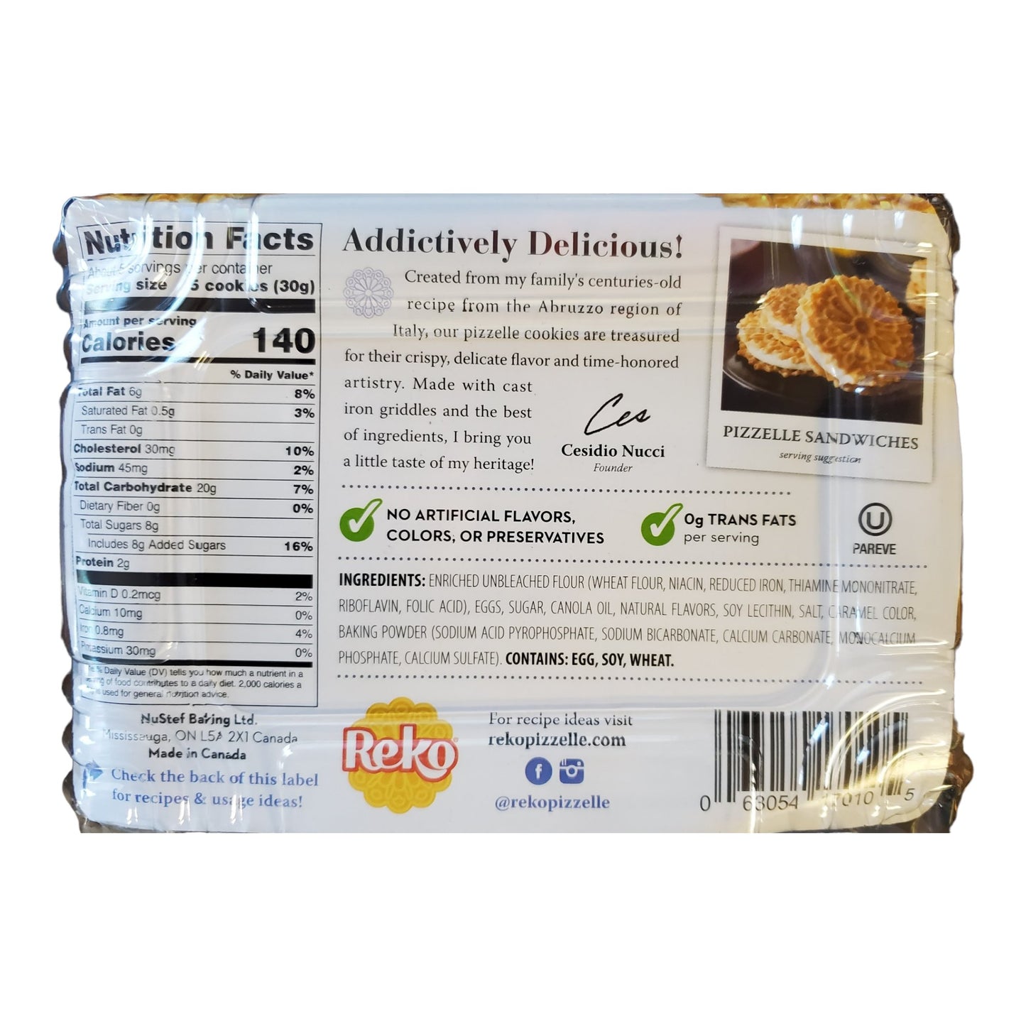 Reko Pizzelle Authentic Italian Style Waffle Cookies Anise and Vanilla, 2 pack. 1 5.25 oz pack of Anise cookies, 1 5.25 oz pack of Vanilla cookies