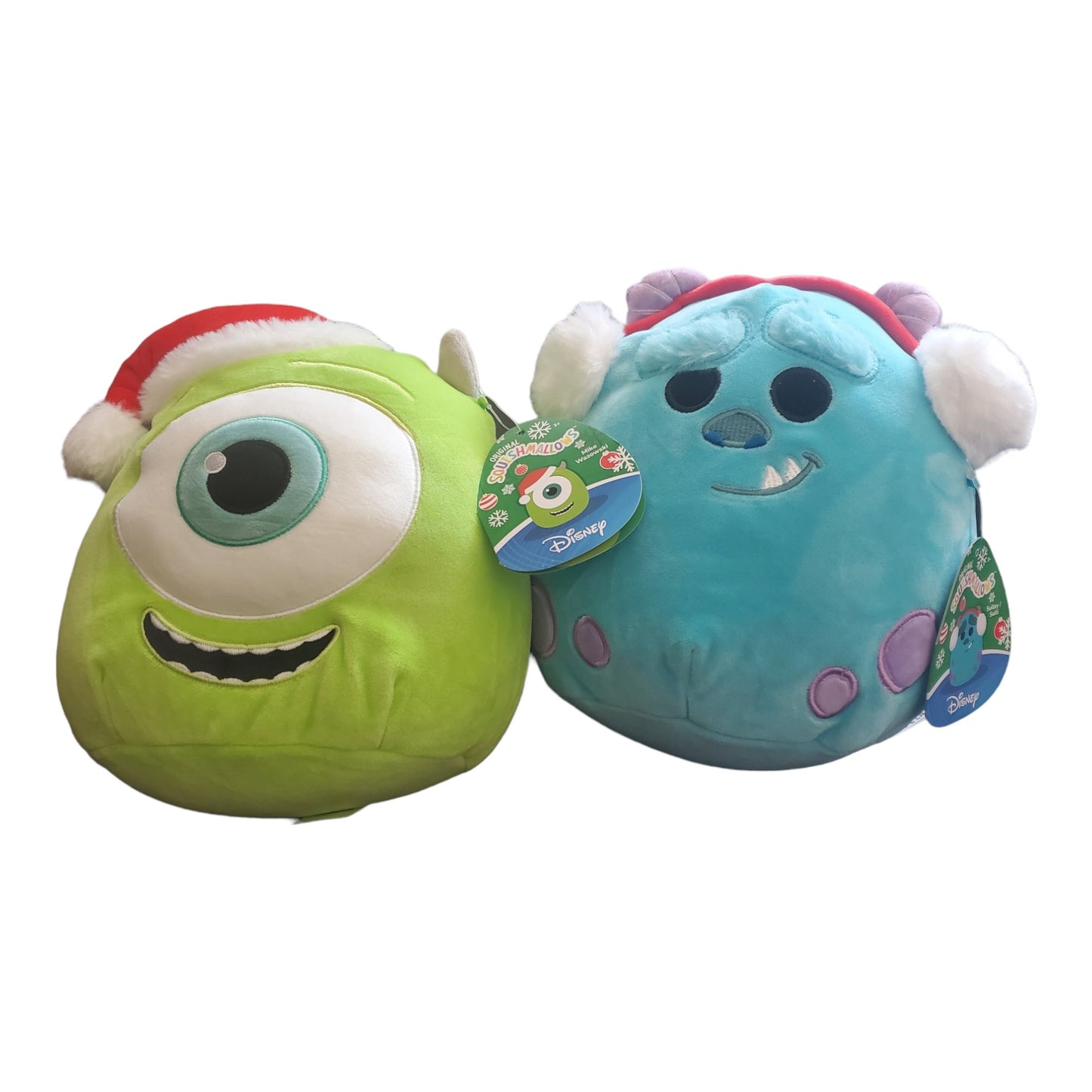 Squishmallows Santa Hat Mike and Sulley with Earmuffs, Set of 2, Holiday Mike & Sulley 8" Set