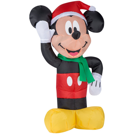 Gemmy Airdorable Christmas Airblown Inflatable Mickey Mouse in Santa Hat Disney, Tall, black
