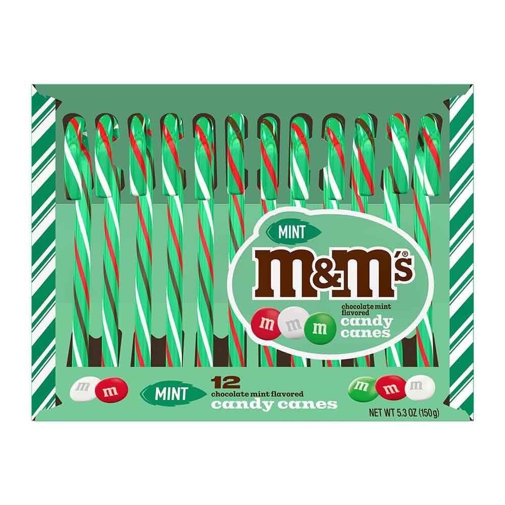 M&Ms Candy Canes Chocolate Mint Flavor 12 Count 5.3 oz boxes (PACK OF 4)