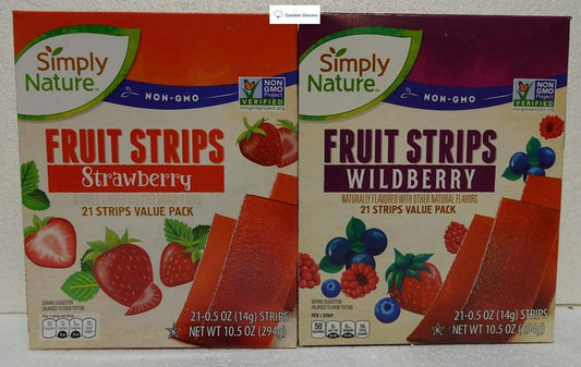 Simply Nature Fruit Strips Variety Value Pack 1 Box Strawberry and 1 Box Wildberry