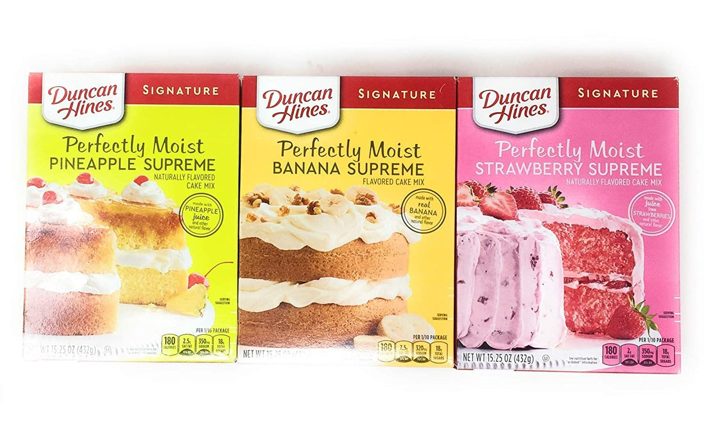 Duncan Hines Cake Mix Bundle - Perfectly Moist Pineapple Supreme, Strawberry Supreme, Banana Supreme15.25