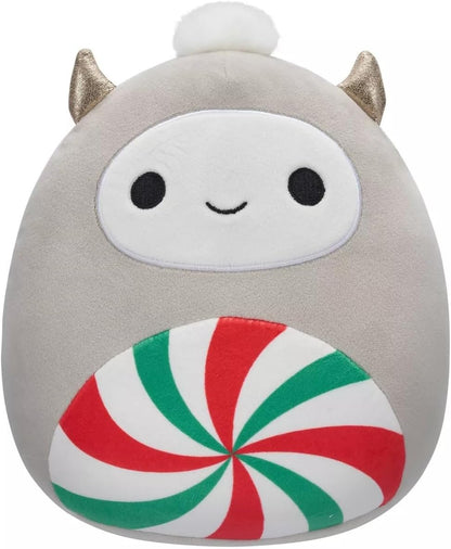 Squishmallows Christmas Holiday Nissa 8" Gray Yeti with Peppermint Swirl Belly, Special Edition Plush