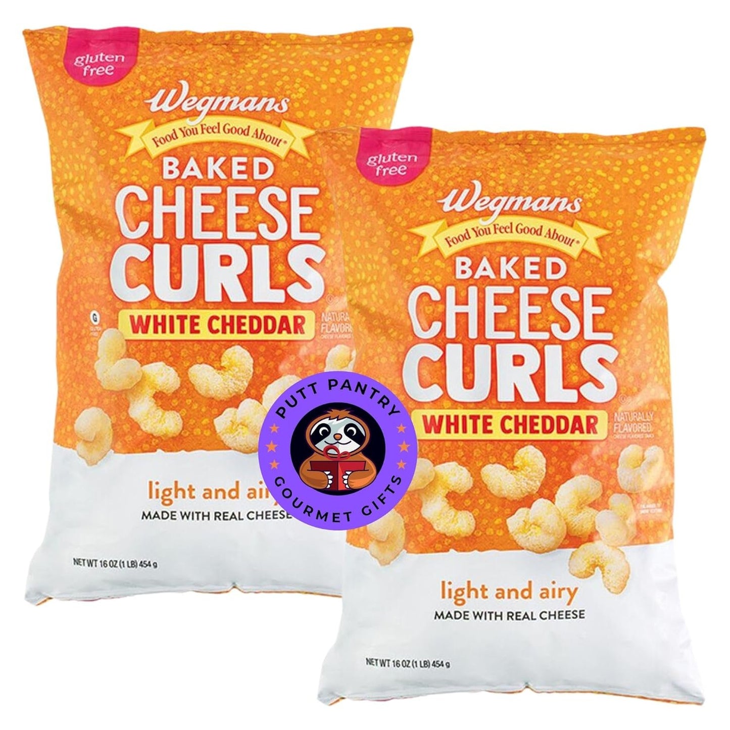 Gluten-Free White Cheddar Baked Wegmans Cheese Curls - Crunchy & Savory Snack, No Artificial Flavors, 16 oz Bags, 32 oz totals
