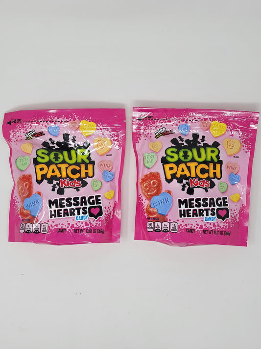 SOUR PATCH KIDS Message Hearts Valentine Candy Hearts, 2 Pack of 13.01 oz bags