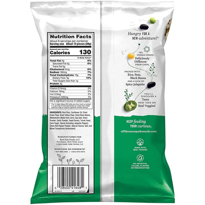 Off The Eaten Path 4 Flavor Sampler Veggie Crisps Variety Pack Gluten Free and made with real veggies, Jalepeno, Sea Salt and Pepper, Chickpeas and Black Beans, Rice, Peas and Black Beans, 6.25 Ounce Bags (Pack of 4)