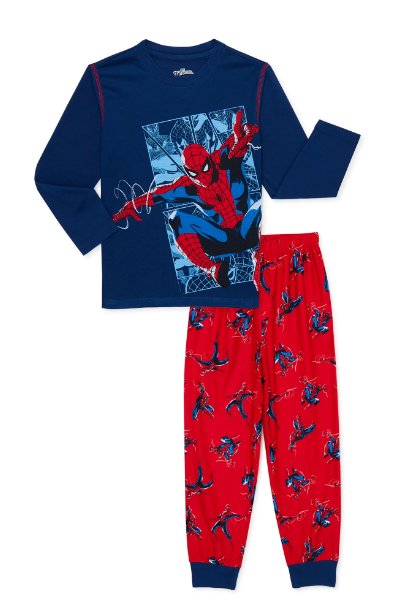 Spiderman Boys Long Sleeve Top and Pants, 2-Piece Pajama Set