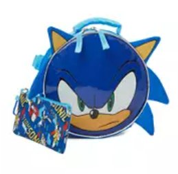 Sonic The Hedgehog Backpack, Lunch Pack, Accessories Pouch, Carabineer, Squish Ball Dangle 5 pc School Combo