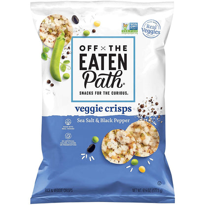 Off the Eaten Path Veggie Crisps, Sea Salt & Black Pepper, Real Rice and Veggies, 6.25 oz per Bag, Pack of 4 bags