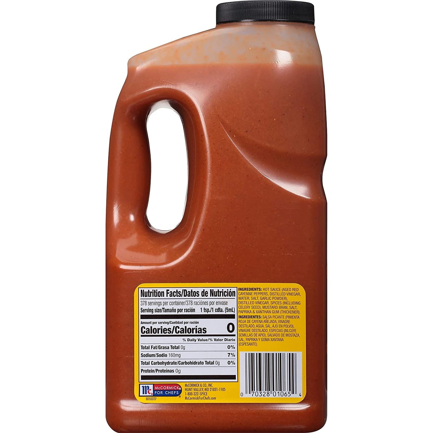 Old Bay Hot Sauce 64 oz Restaurant Size Bulk Container - Spicy Condiment for Flavorful Delights including Seafood, Wings, Burgers, Mac' n Cheese and Bloody Marys