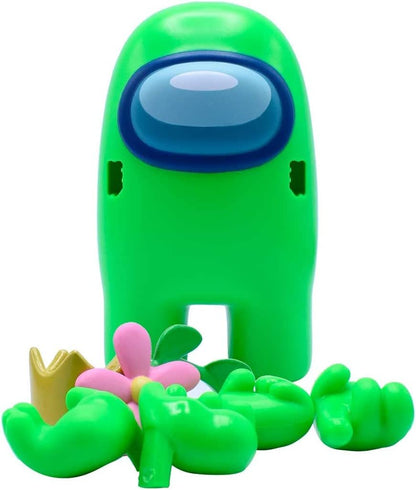 Just Toys LLC Among Us Action Figures Series 2 Green Action Figure w/Crown and Pink Flower