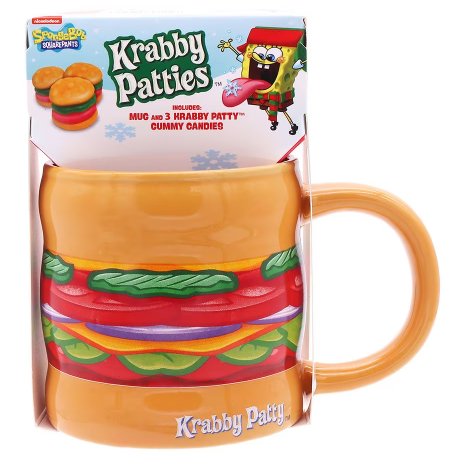 Spongebob Squarepants Krabby Patties Mug with 3 Krabby Patty Gummy Candies Novelty GIft