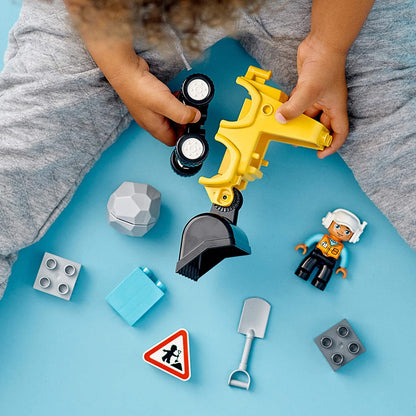 LEGO DUPLO Construction Bulldozer 10930 Mini Bulldozer Truck Set; Construction Toy for Kids Aged 2 and Up; Small Bulldozer Toy and Construction Worker Playset for Toddlers (10 Pieces)