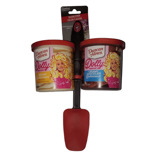 Dolly Parton Creamy Buttercream and Creamy Chocolate Buttercream Icing 2 pack and Spatula Bundle