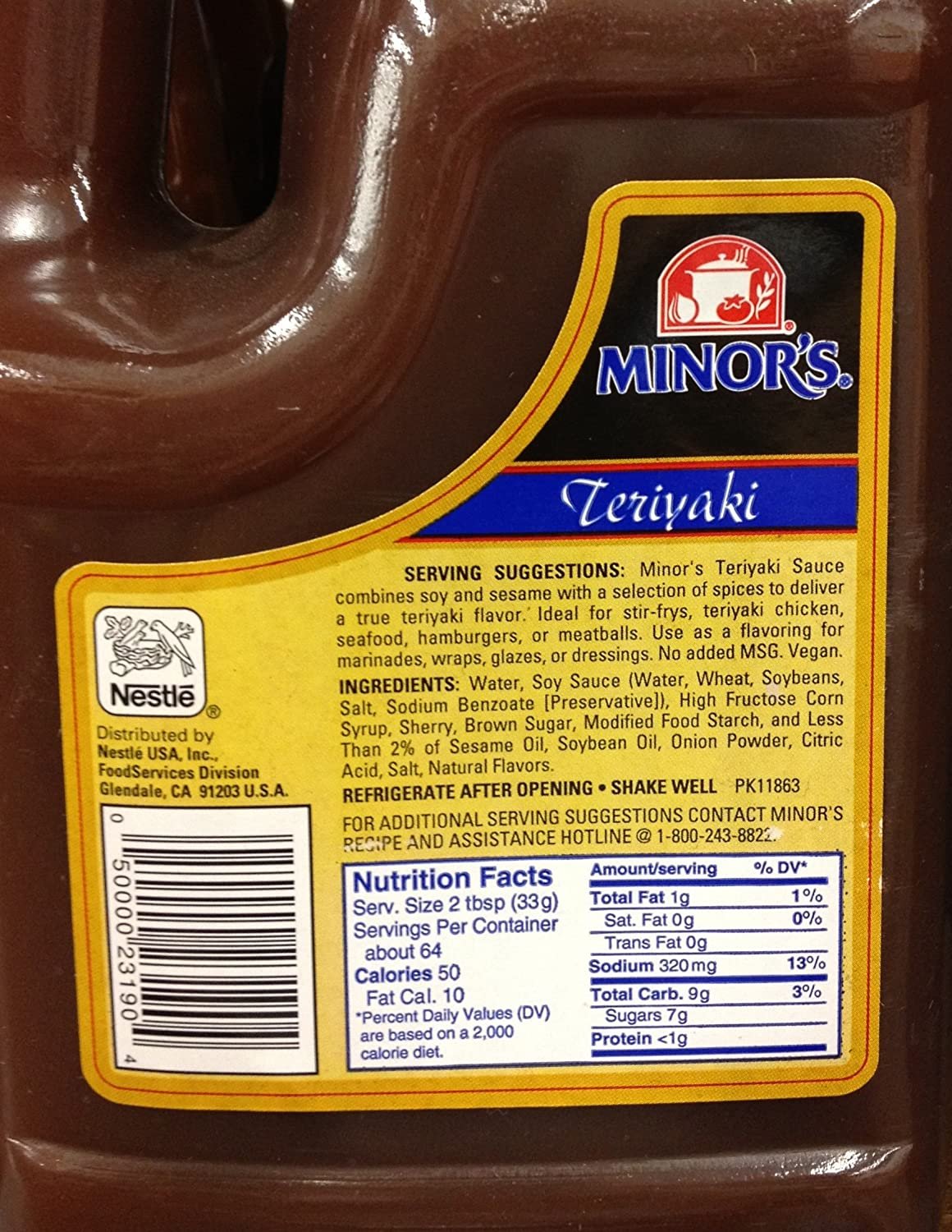 Minor's Ready To Use Teriyaki Sauce 4Lb 10oz No Added MSG Vegan Great with Everything!
