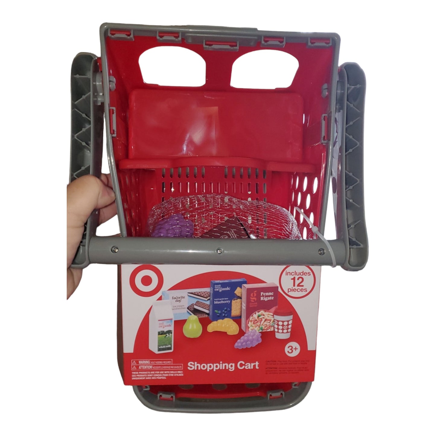 Kids Target Shopping Cart with Milk Fruit Pasta Snacks