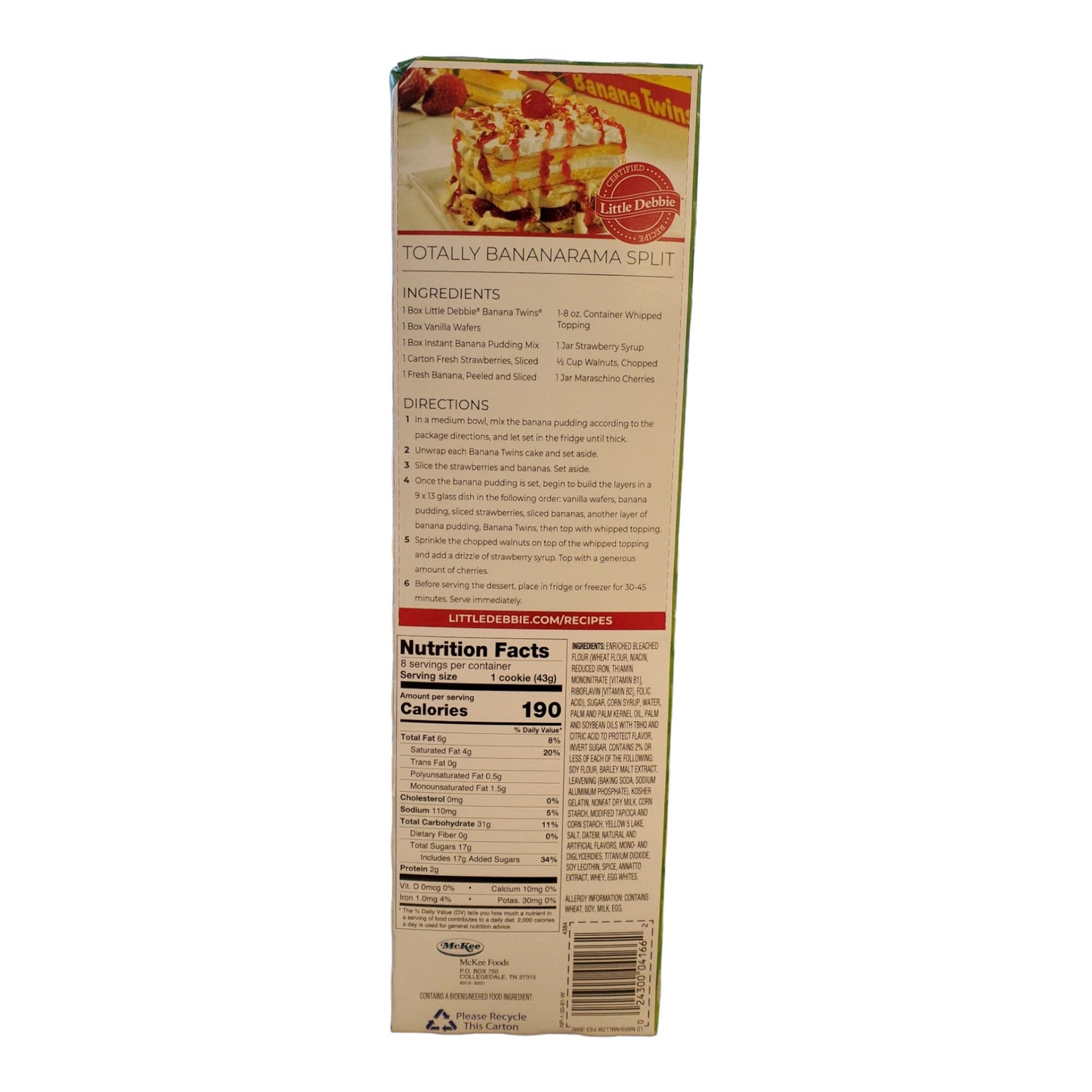Little Debbie Banana Marshmallow Pies, 2 boxes 12.10 oz each, 8 sandwhich cookies each, 16 pies total