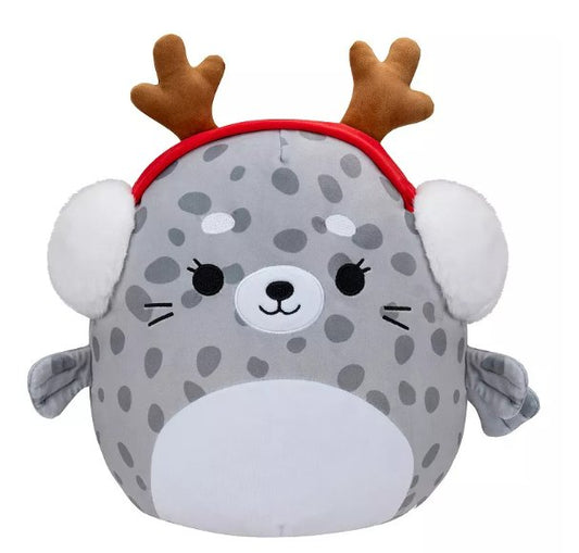 Squishmallows 12" Odile The Spotted Seal with Earmuffs and Antlers - Official Kellytoy New 2023 Christmas Plush - Cute and Soft Holiday Stuffed Animal Toy - Great Gift for Kids