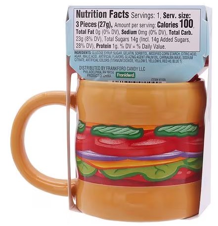 Spongebob Squarepants Krabby Patties Mug with 3 Krabby Patty Gummy Candies Novelty GIft