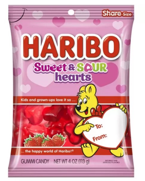 Haribo Valentine's Sweet and Sour Hearts - 4oz