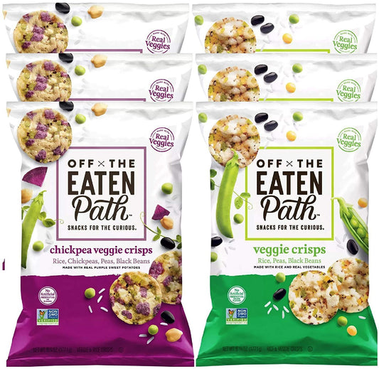 Off the Eaten Path Veggie Crisps and Chickpea Crisps | Real Rice and Veggies | 6.25 oz per Bag - Variety Pack of 6 bags